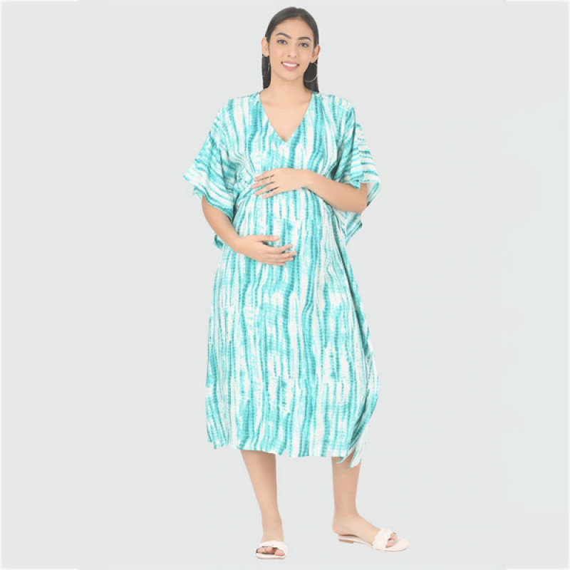 Green and Dye Dyed Maternity Kaftan Midi Dress